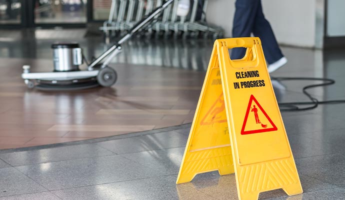 Professional cleaning service for commercial space floor