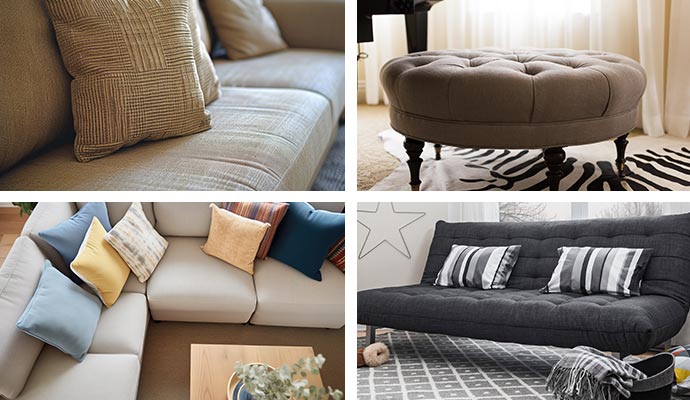 collage of different couches and sofa materials